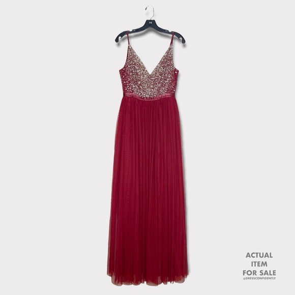 BHLDN Avery Beaded Tulle Gown - Bordeaux - Picture 3 of 9